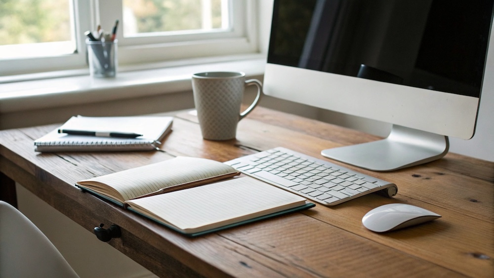 Tidy desk of a professional editor