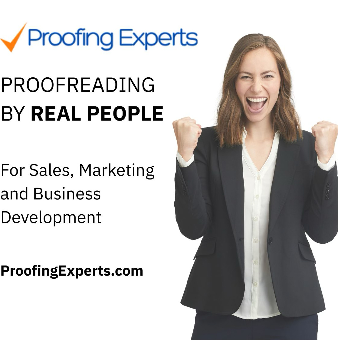 Woman excited about Proofing Experts